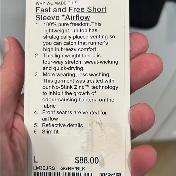 lululemon athletica Black “Fast and Free” Short Sleeve Airflow Tee - NWT - Large - Picture 4 of 4